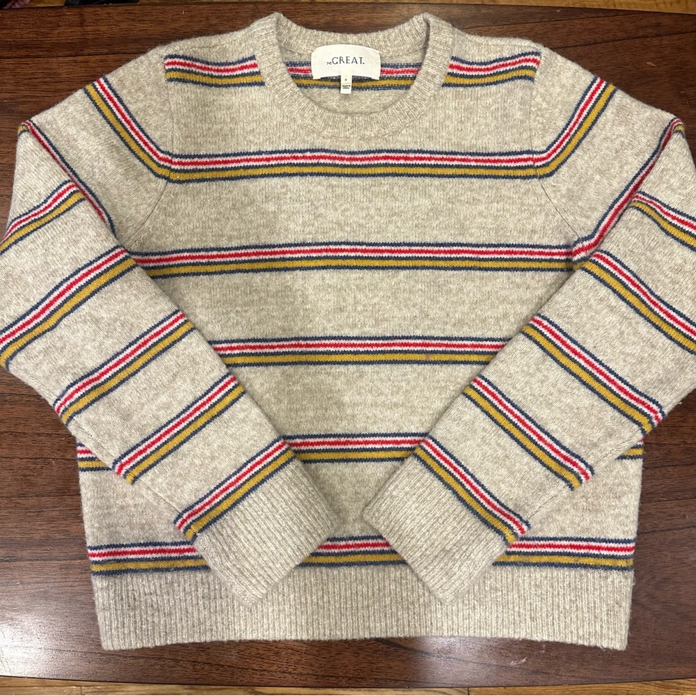 THE GREAT. The Shrunken Pullover in Waterfront Stripe // Size 0